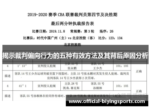 揭示裁判偏向行为的五种有效方法及其背后原因分析
